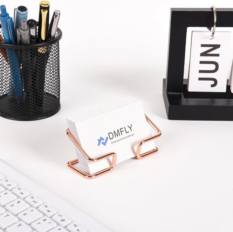 DMFLY Metal Business Card Holder for Desk, Cute Card Display Stand, Compatible with Various Countertops, Rose Gold - Image 5